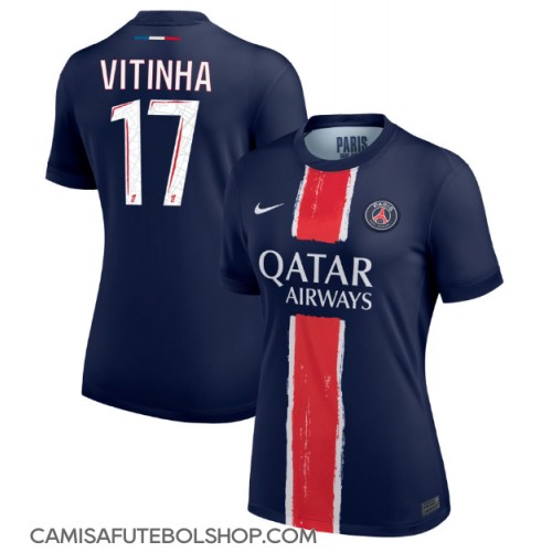 Camisa de time de futebol Paris Saint-Germain Vitinha #17 Replicas 1º Equipamento Feminina 2024-25 Manga Curta